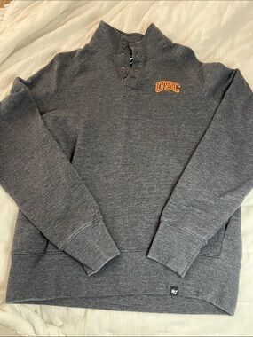 47 Women's Gray Zip-Up Mock Neck Sweater with USC Logo